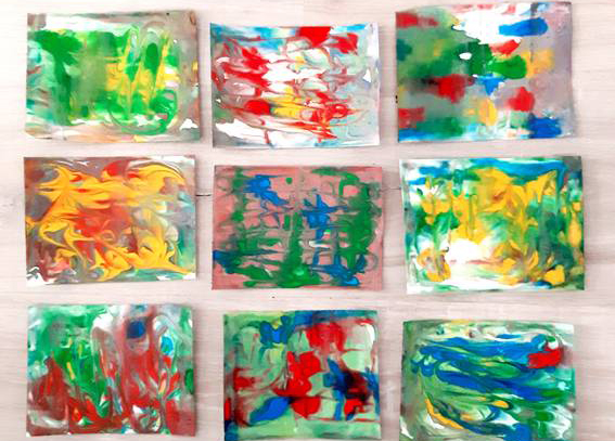 marbling postcards